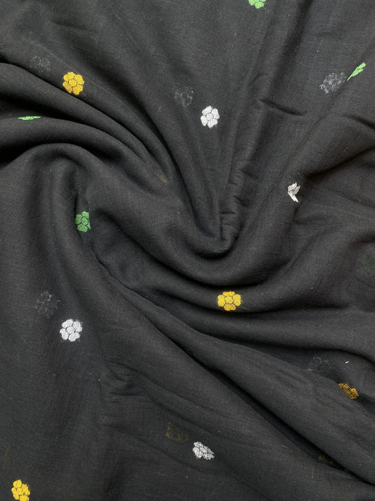 Black Butta Jamdani Cotton Fabric