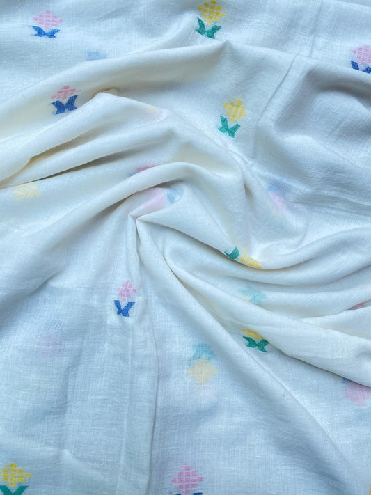 Off White Butta Jamdani Cotton Fabric