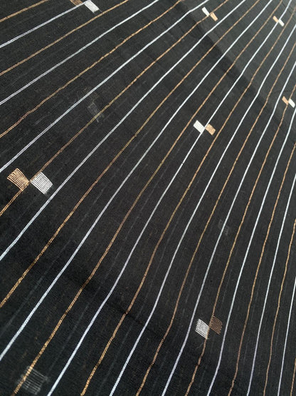 Black Zari Butta Jamdani Cotton Fabric