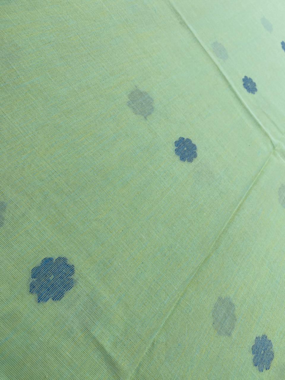 Green Blue Butta Jamdani Cotton Fabric