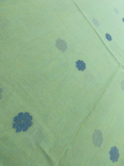 Green Blue Butta Jamdani Cotton Fabric