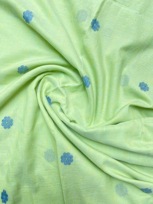 Green Blue Butta Jamdani Cotton Fabric