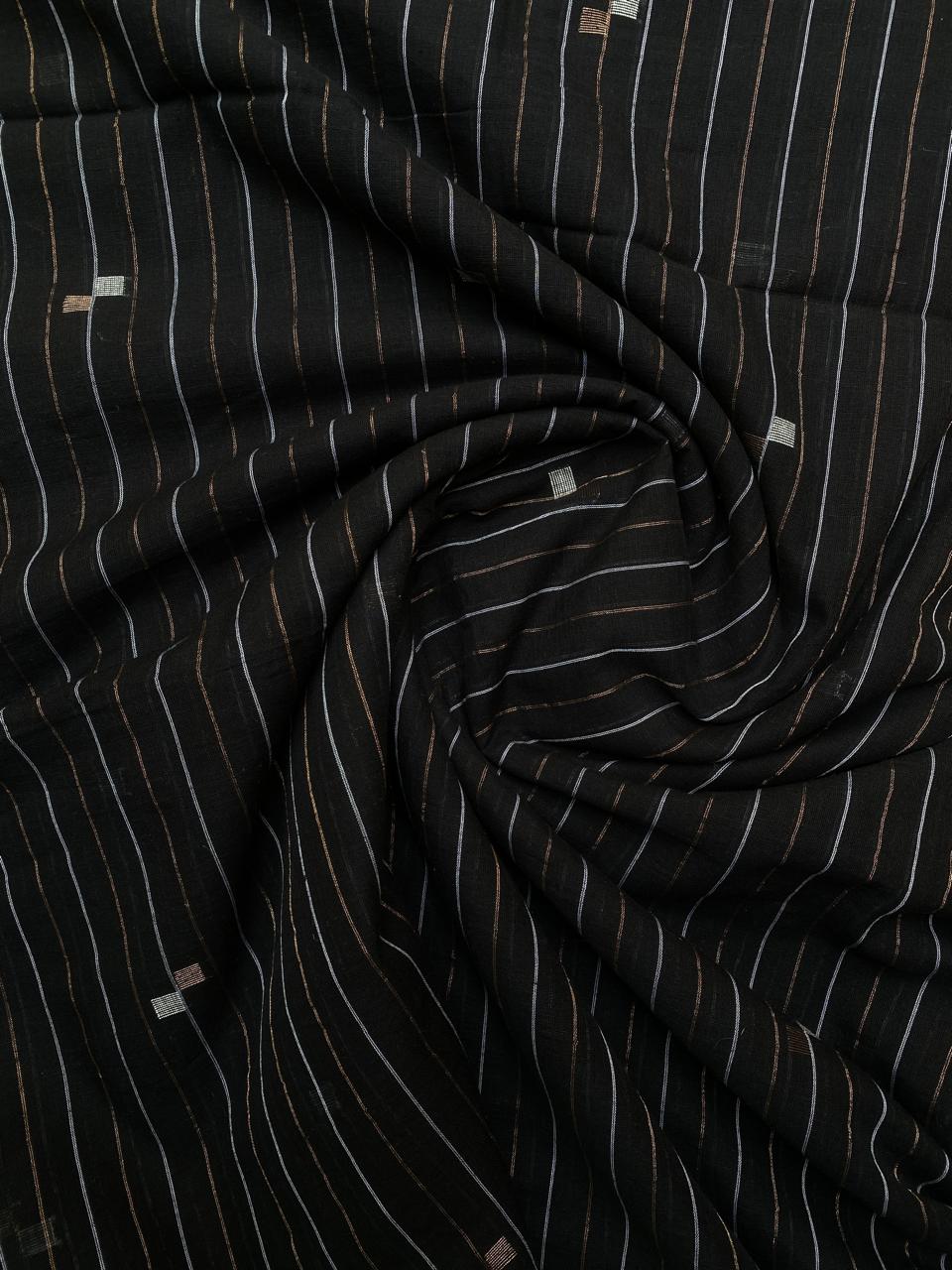Black Zari Butta Jamdani Cotton Fabric