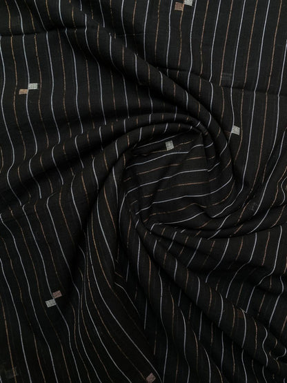Black Zari Butta Jamdani Cotton Fabric
