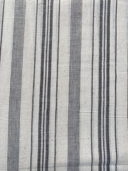 Beige Natural Dye Black Line Kala Cotton Fabric