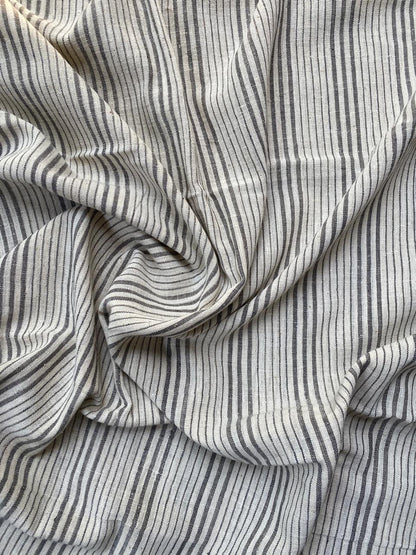 Beige Natural Dye Black LIne Kala Cotton Fabric