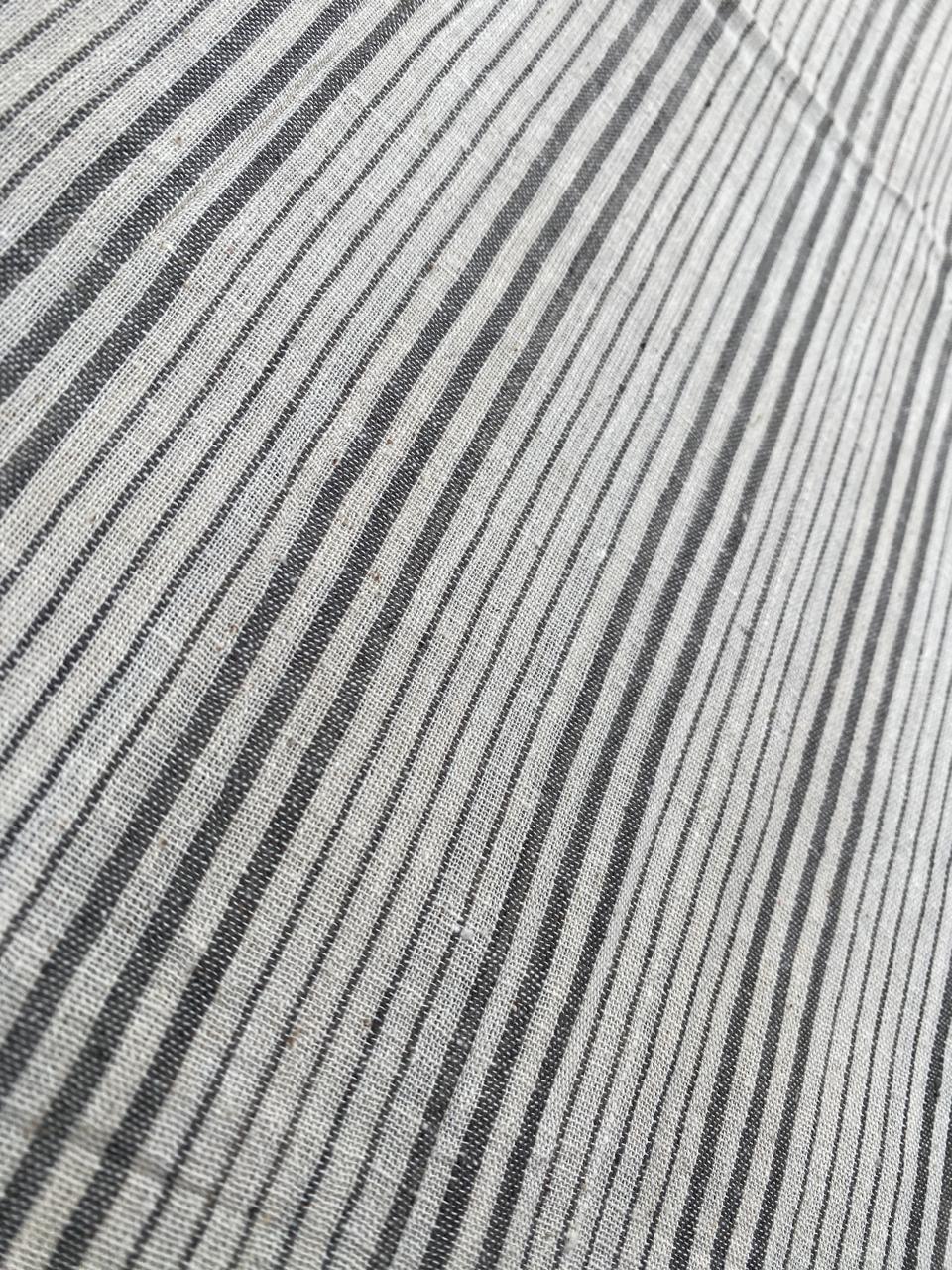 Beige Natural Dye Black Line Kala Cotton Fabric