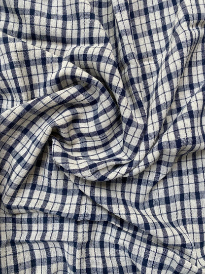 Natural Dye Indigo Black Checks Kala Cotton Fabric