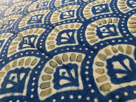Blue Black Natural Dye Ajrakh Kala Cotton Fabric