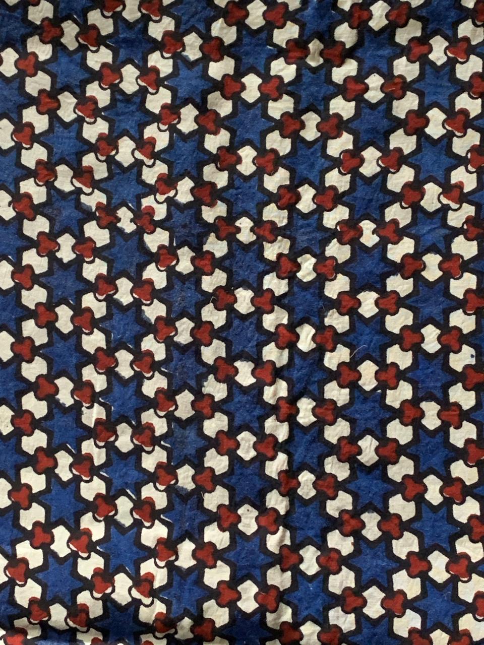 Modal Silk Blue Star Geometric Ajrakh Fabric