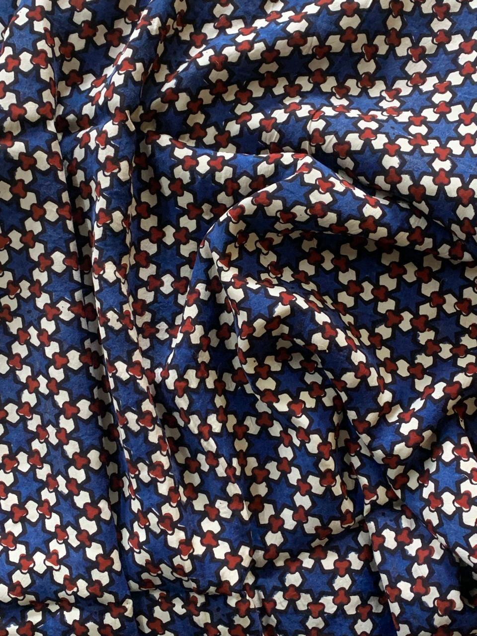 Modal Silk Ajrakh Fabric