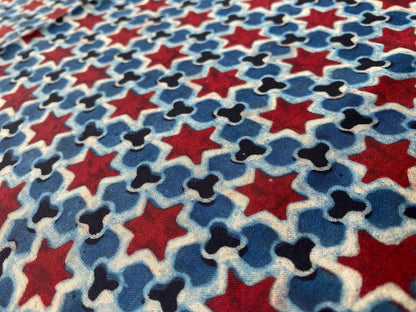 Blue Modal Silk Ajrakh Fabric