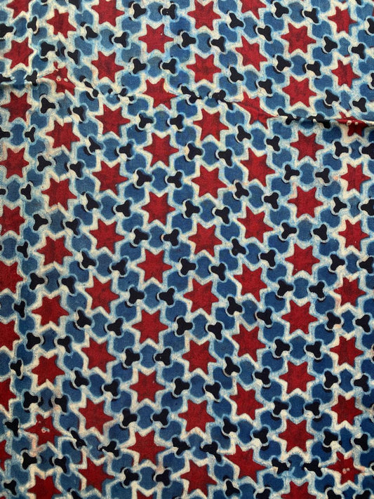 Blue Modal Silk Ajrakh Fabric