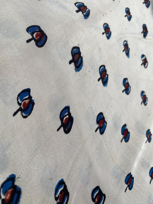 Beige Modal Silk Lotus Ajrakh Fabric