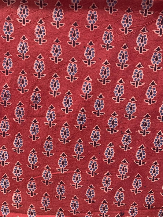 Natural Dye Red Handblock Ajrakh Cotton Fabric