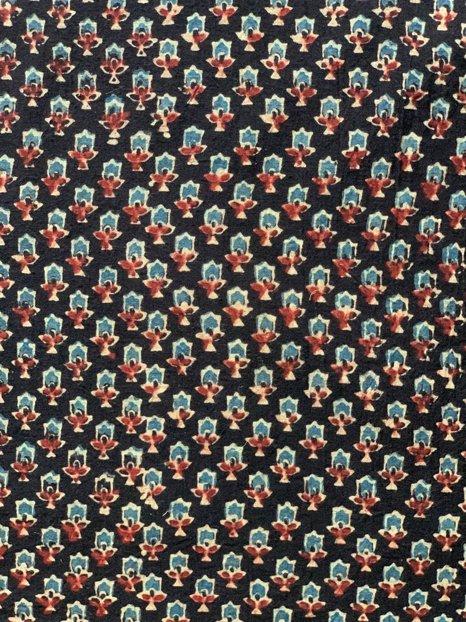 Natural Dye Black Handblock Ajrakh Cotton Fabric