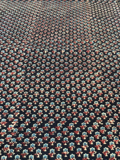 Natural Dye Black Handblock Ajrakh Cotton Fabric