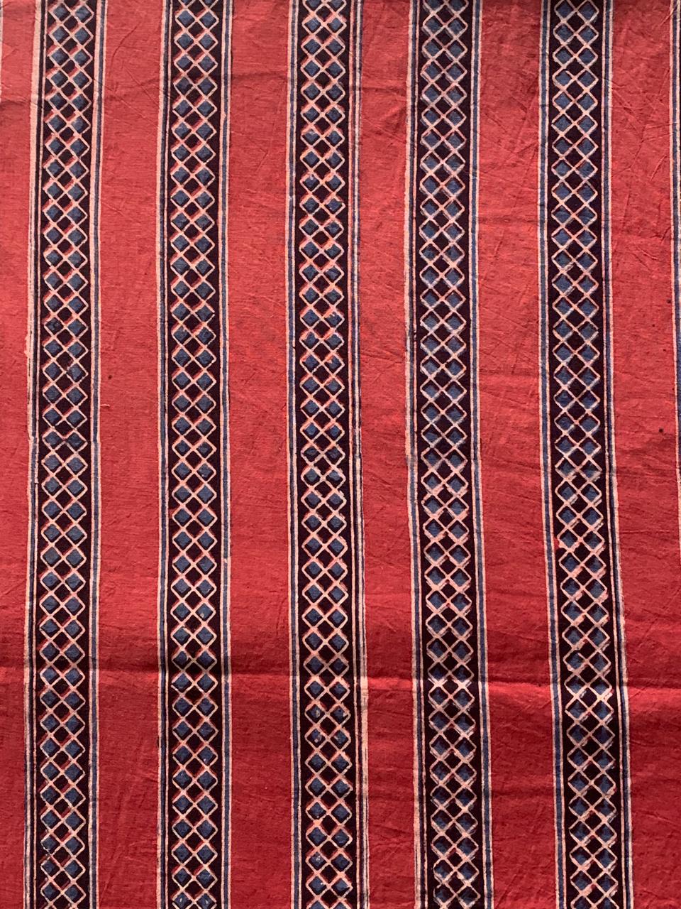 Natural Dye Red Handblock Ajrakh Cotton Fabric