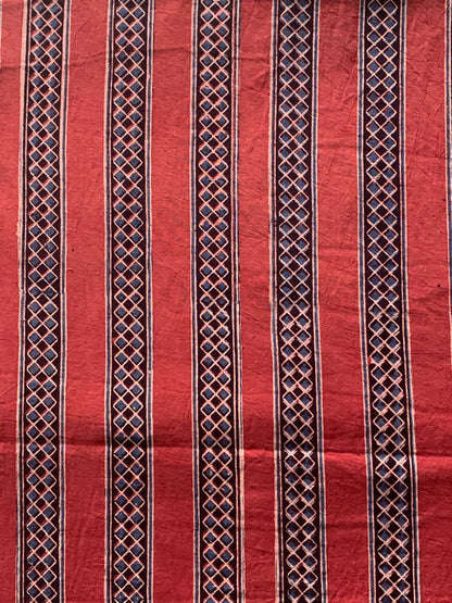 Natural Dye Red Handblock Ajrakh Cotton Fabric