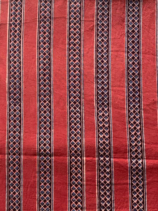 Natural Dye Red Handblock Ajrakh Cotton Fabric
