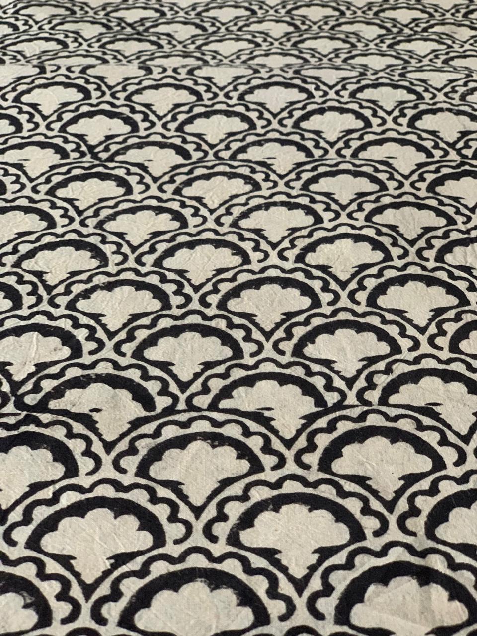 Natural Dye White Handblock Ajrakh Cotton Fabric