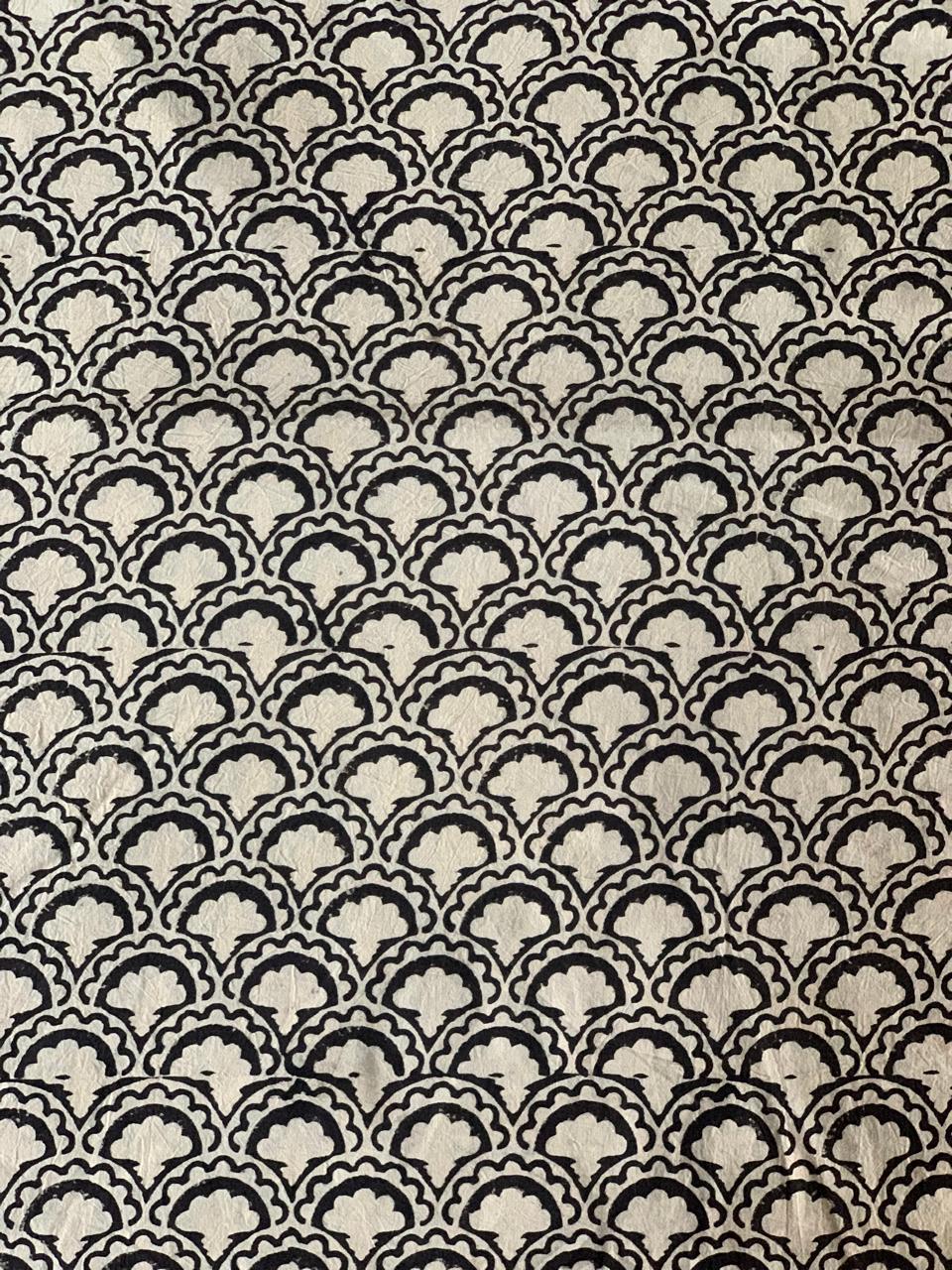 Natural Dye White Handblock Ajrakh Cotton Fabric