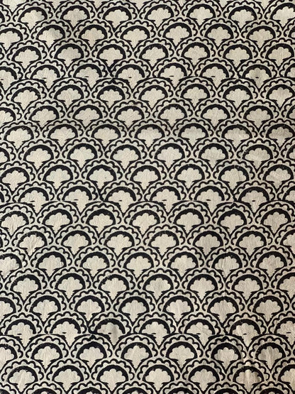 Natural Dye White Handblock Ajrakh Cotton Fabric