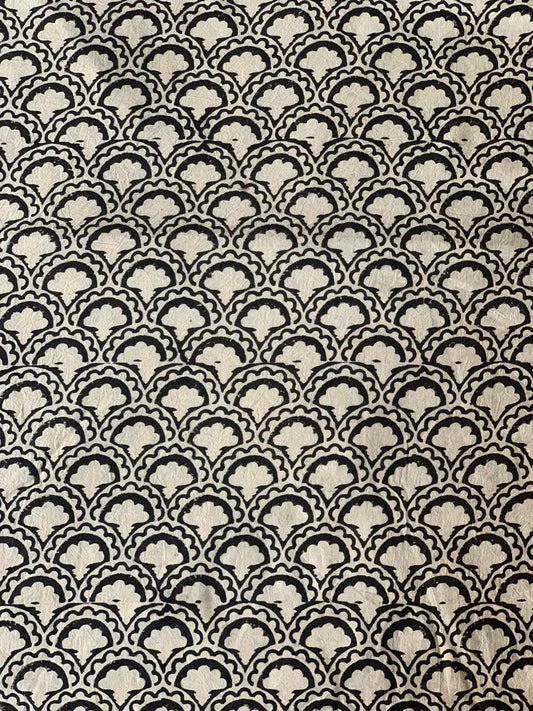 Natural Dye White Handblock Ajrakh Cotton Fabric