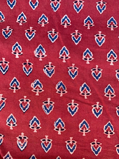 Natural Dye Red Handblock Ajrakh Cotton Fabric