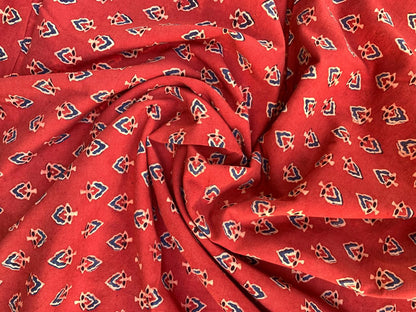 Natural Dye Red Handblock Ajrakh Cotton Fabric