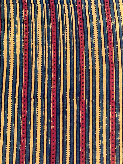 Natural Dye Turmeric Yellow Handblock Ajrakh Cotton Fabric