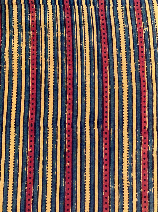 Natural Dye Turmeric Yellow Handblock Ajrakh Cotton Fabric