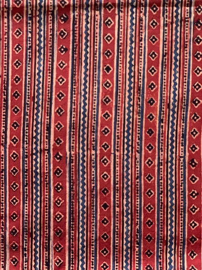 Natural Dye Red Handblock Ajrakh Cotton Fabric