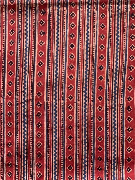 Natural Dye Red Handblock Ajrakh Cotton Fabric