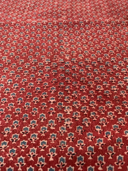 Natural Dye Red Handblock Ajrakh Cotton Fabric