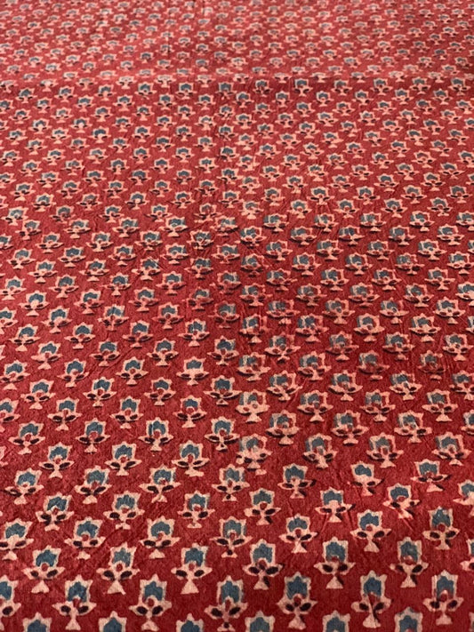 Natural Dye Red Handblock Ajrakh Cotton Fabric