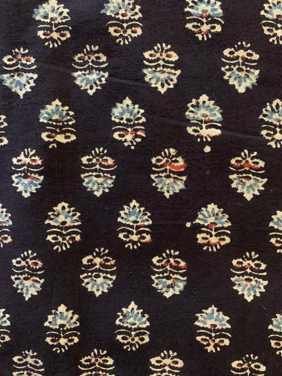 Natural Dye Black Handblock Ajrakh Cotton Fabric