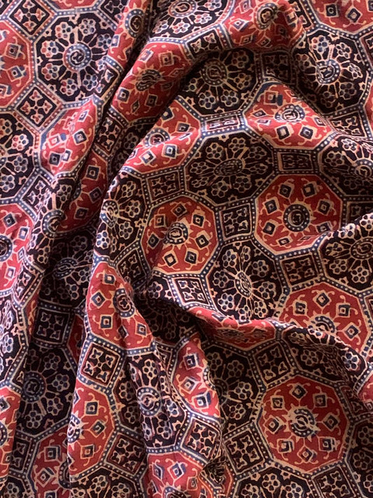 Natural Dye Handblock Ajrakh Cotton Fabric