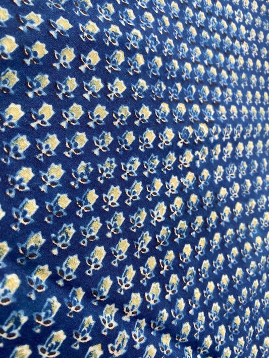 Natural Dye Indigo Handblock Ajrakh Cotton fabric