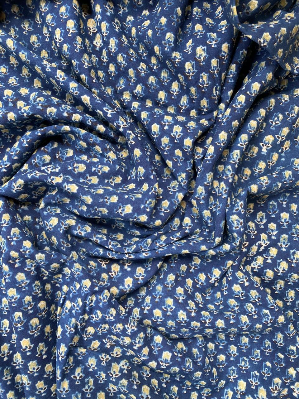 Natural Dye Indigo Handblock Ajrakh Cotton fabric