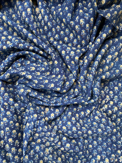 Natural Dye Indigo Handblock Ajrakh Cotton fabric