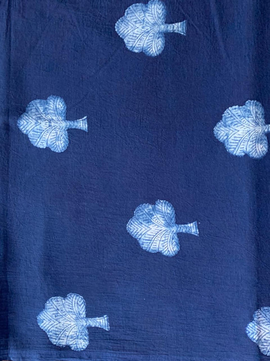 Dabu Indigo Natural Dye Handblock Printed Fabric