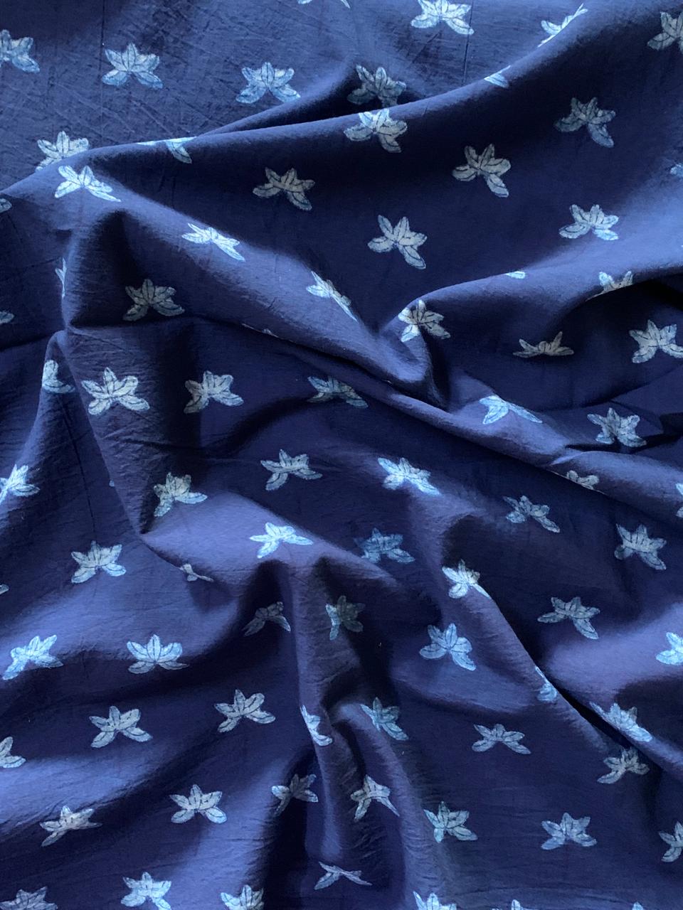 Dabu Indigo Natural Dye Handblock Printed Fabric