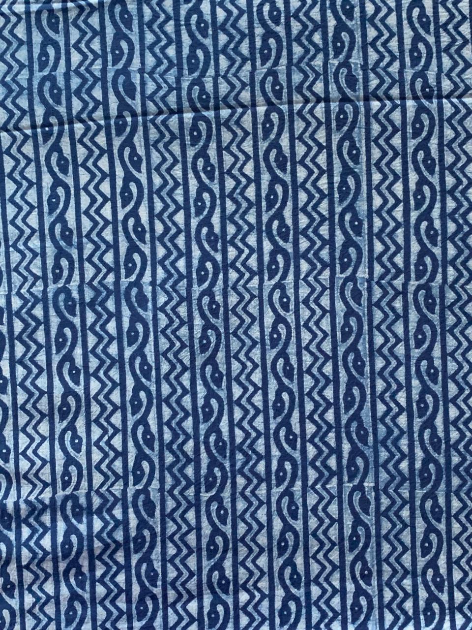 Dabu Indigo Natural Dye Handblock Printed Fabric