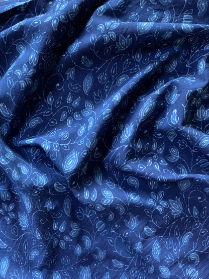 Dabu Indigo Natural Dye Handblock Printed Fabric