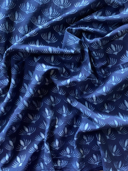 Dabu Indigo Natural Dye Handblock Printed Fabric