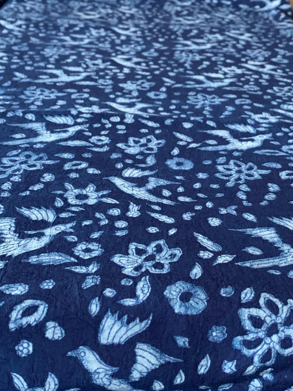 Dabu Indigo Natural Dye Handblock Printed Fabric
