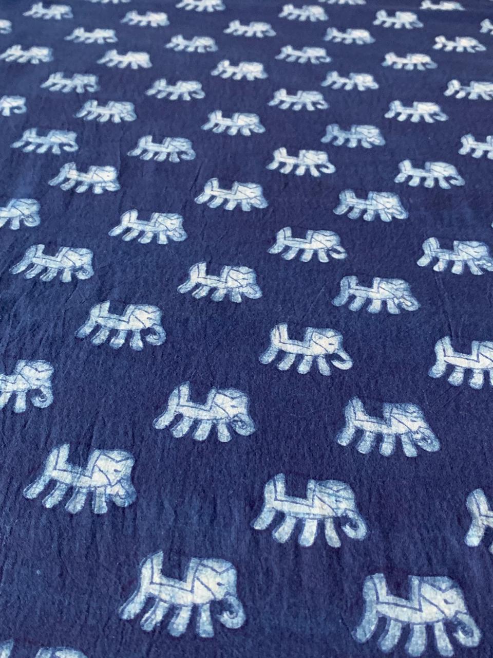 Dabu Indigo Natural Dye Handblock Printed Fabric