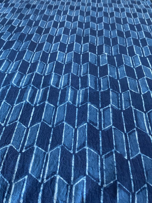 Dabu Indigo Natural Dye Handblock Printed Cotton Fabric.