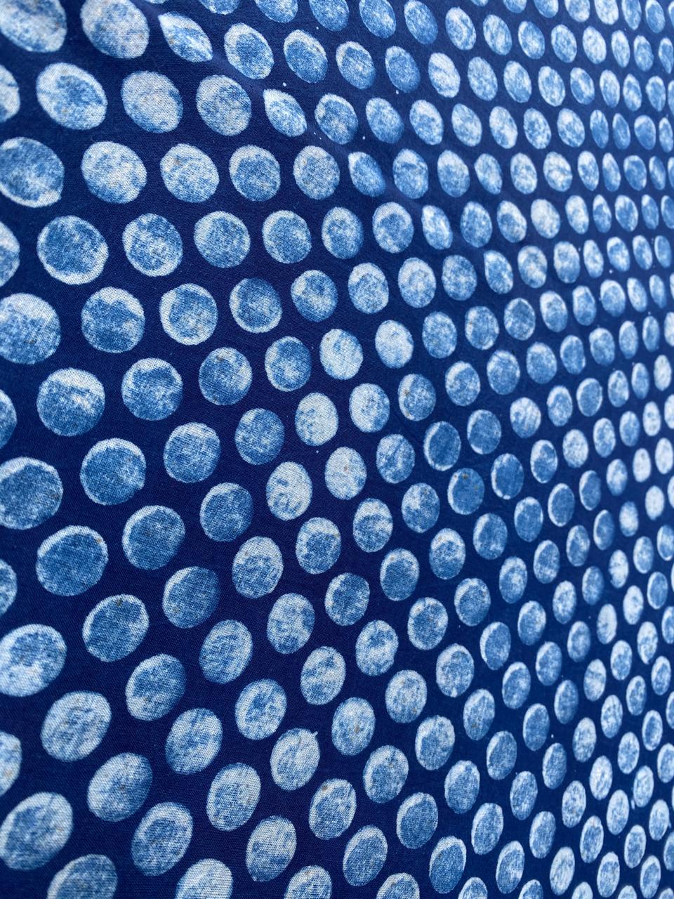 Dabu Indigo Natural Dye Handblock Printed Doted Cotton Fabric